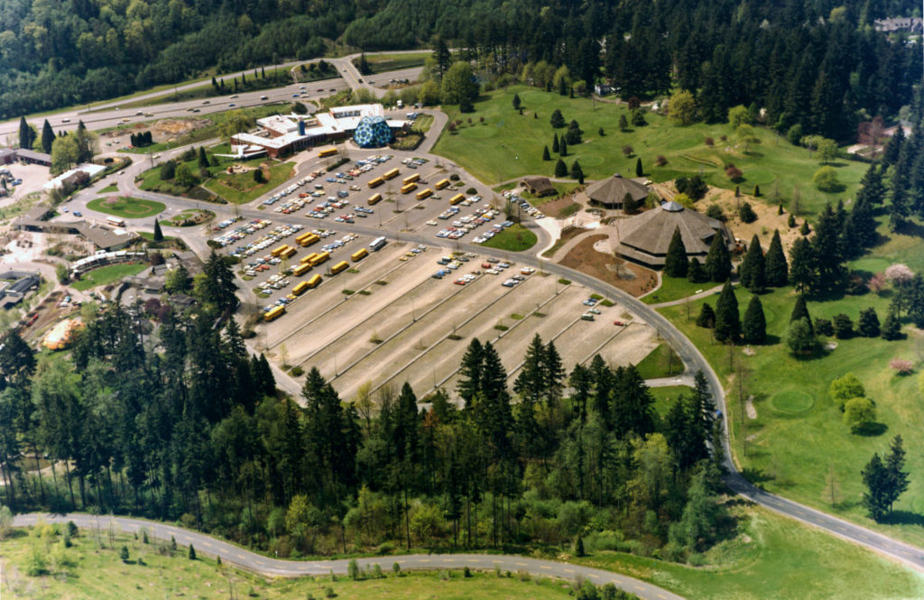 Arial photo of World Forestry Center grounds, 1970s