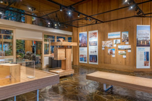 Cross laminated timber exhibit pieces in the museum